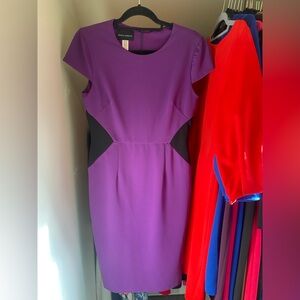 Donna Morgan Purple and Black Midi Dress